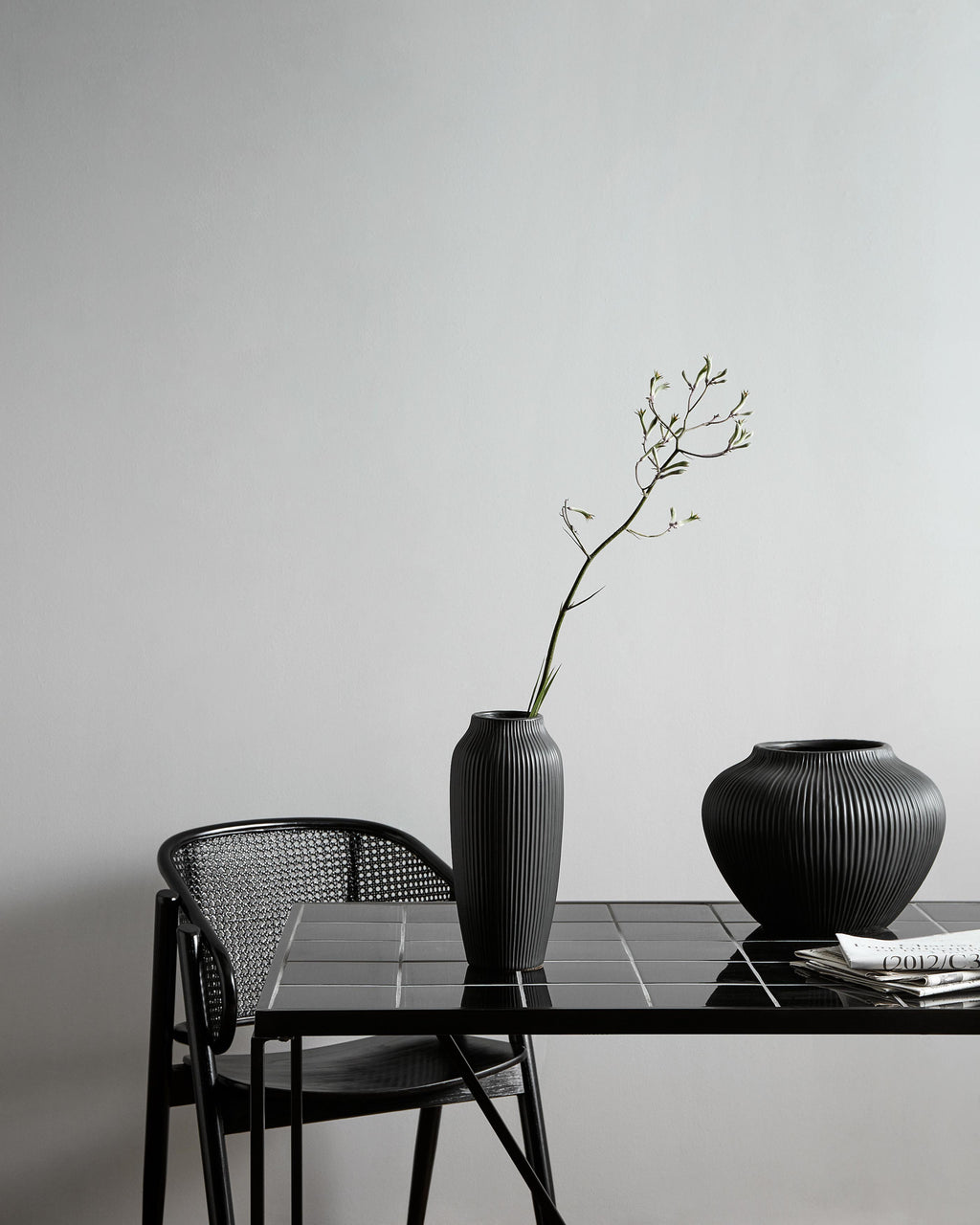 WICKY LUX BLACK chair, wood & rattan