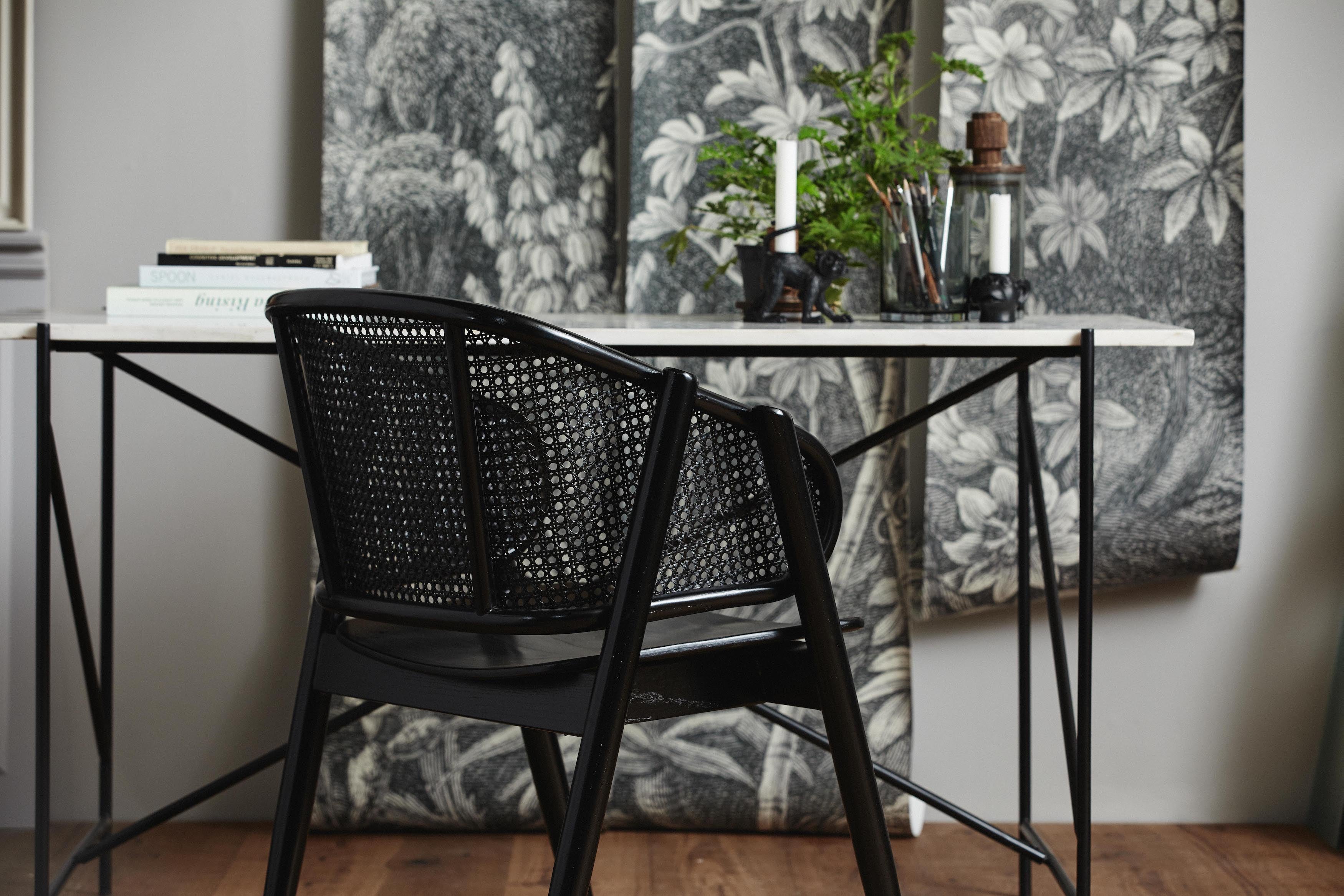 WICKY LUX BLACK chair, wood & rattan