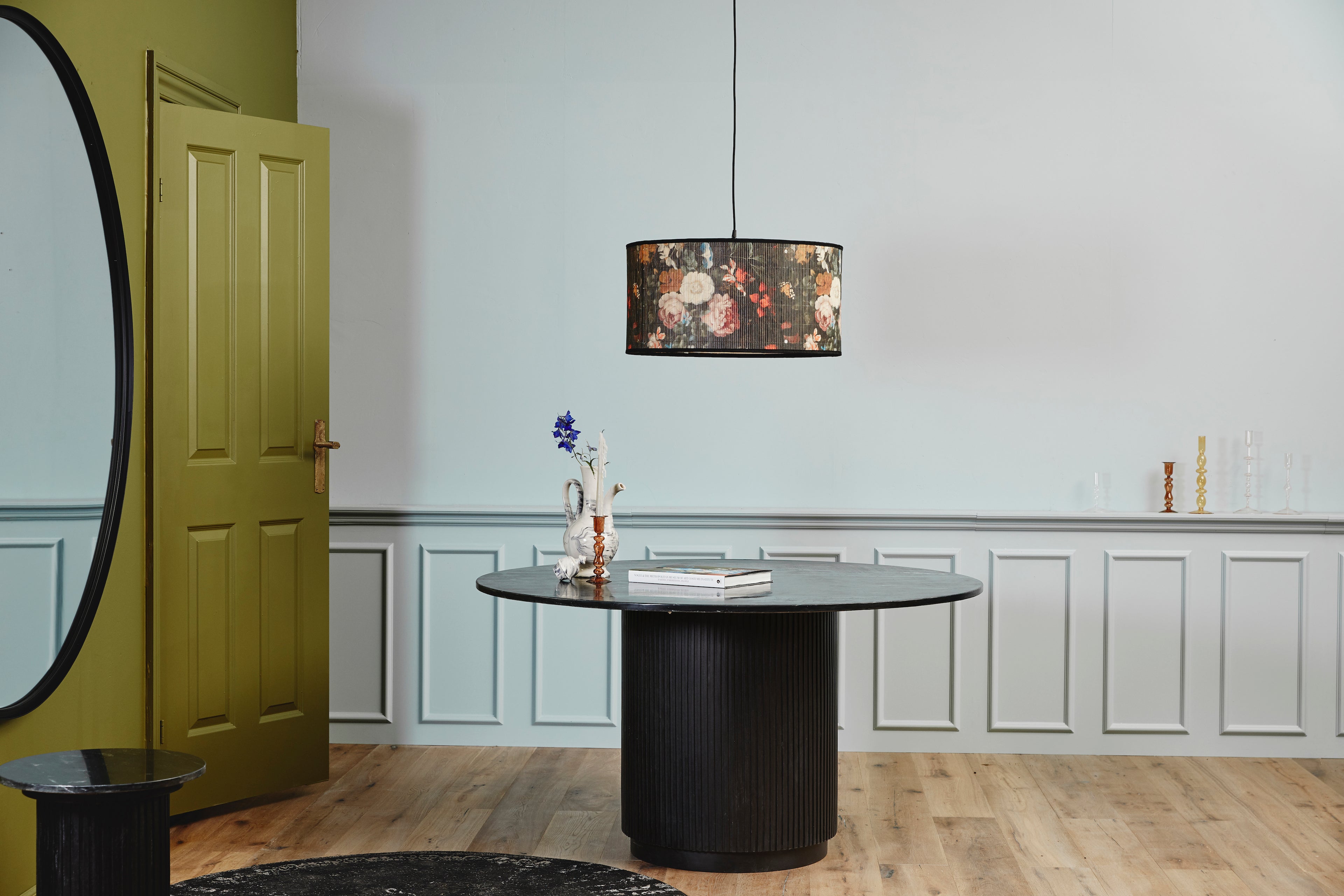 ERIE BLACK round dining table, marble top, Ø 140