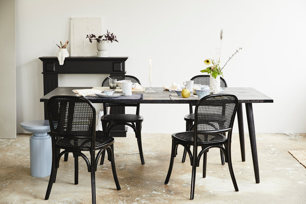 WICKY chair with wickerwork, black/black