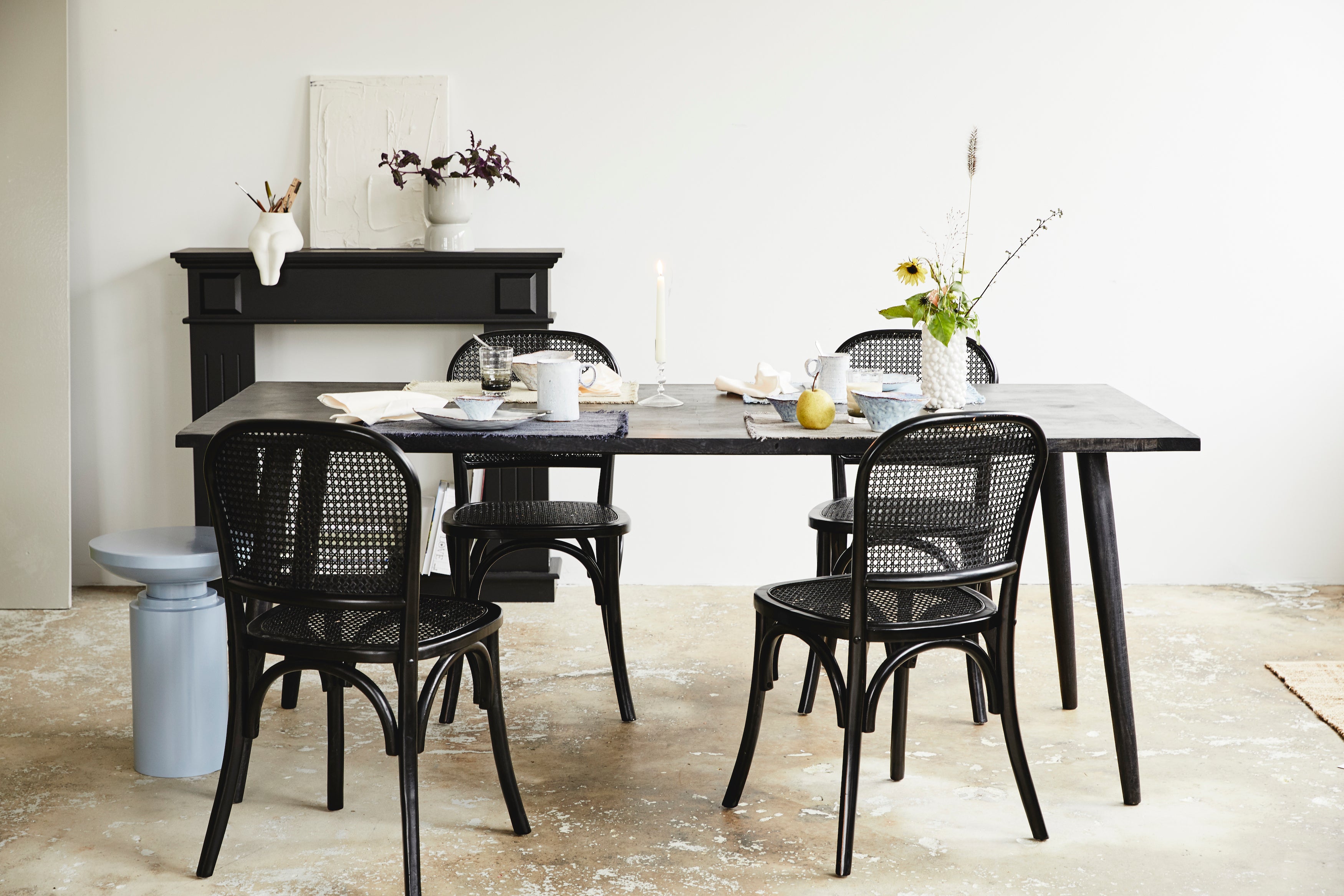 WICKY chair with wickerwork, black/black