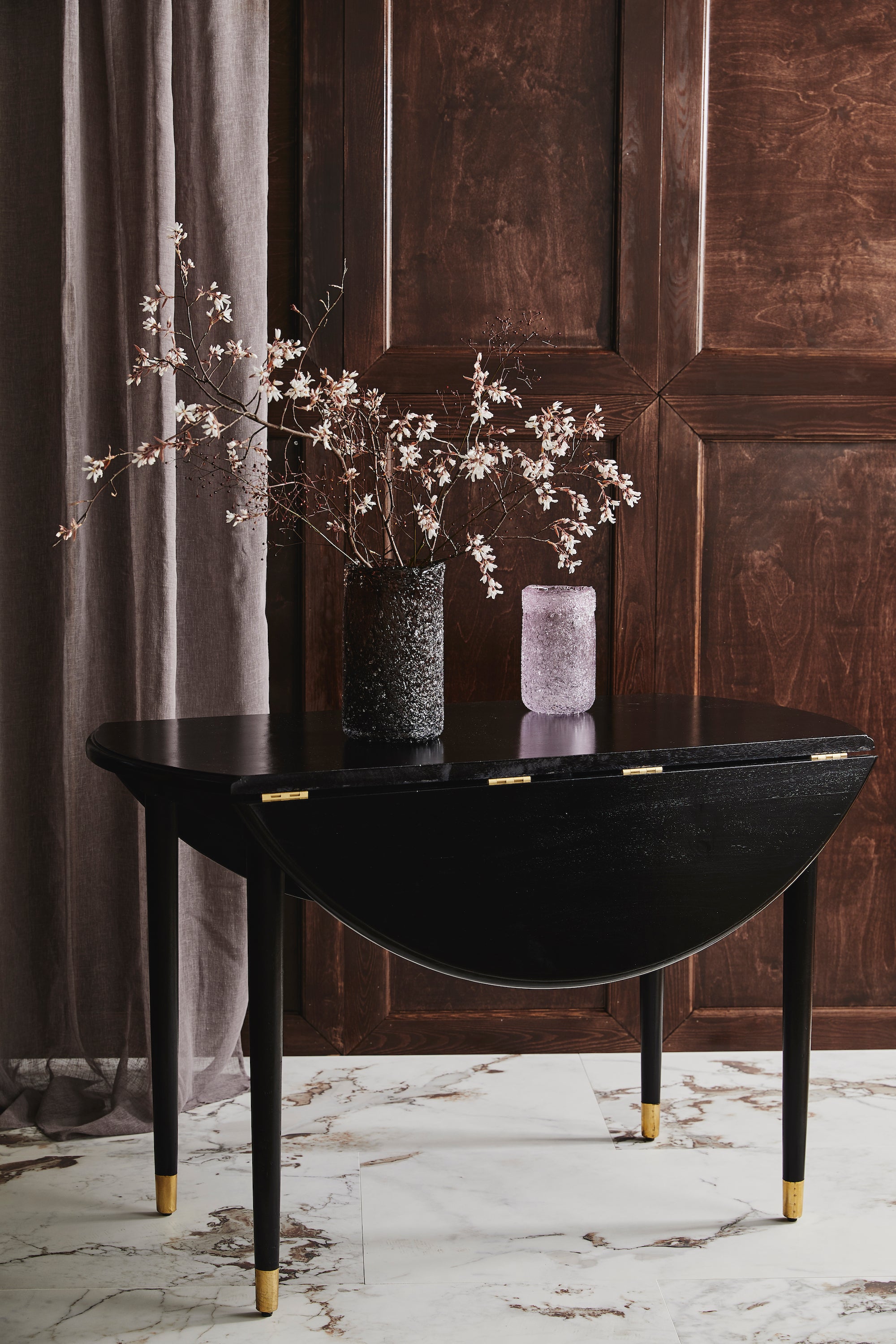 AHR round table, folding, black wood, Ø 119