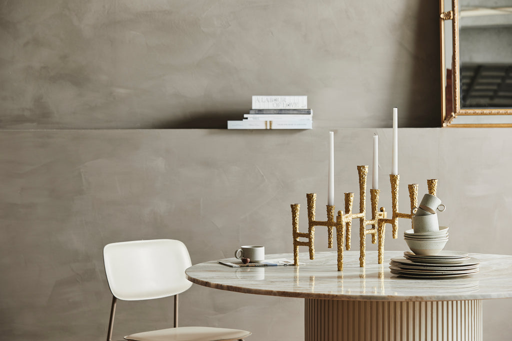 VAILA candle holder, gold, f/9 candles