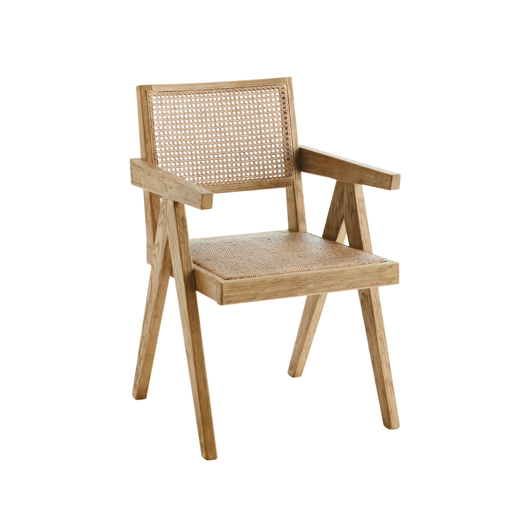 WOODEN DINING CHAIR WITH RATTAN